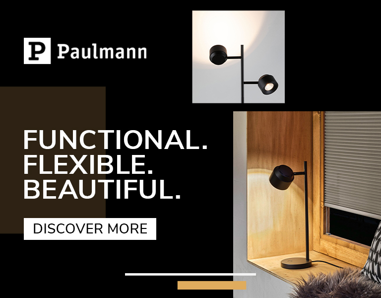Discover more Paulmann modern black adjustable lamp shown both mounted on a wall and standing on a wooden windowsill, highlighting its functional and flexible design.